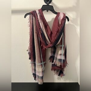 Casual Burgundy and Plaid Scarf